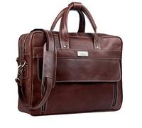 HULSH Handmade Vintage Genuine Leather Briefcase for Men 17 Inch Laptop Computer Case Business Travel Work Messenger Cross Body Shoulder Bags, Brown Leather Bag for men
