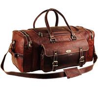 Hulsh Leather Duffle Bags for Men 24 Inch | Vintage Brown Genuine Leather Travel Bags for Mens Overnight Weekend | Best Full Grain Leather Luggage Duffel Carry On Weekender Sports Gym Bag for Women