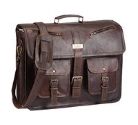 HULSH Leather Messenger Bag for Men and Women 18 Inch | Best Laptop Briefcase Satchel Computer Bag with Adjustable Strap, Brown
