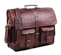 HULSH Vintage Leather Laptop Bag for Men Full Grain Large Leather Messenger bag for men 18 inches with rustic look Best leather briefcase