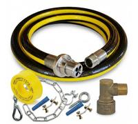 HULTHOR 1.25m Gas Cooker Hose Kit with Bayonet Fitting, 1/2 Inch BSP Cooker Connection Pipe, Elbow Adaptor, Stability Chain and PTFE Gas Tape