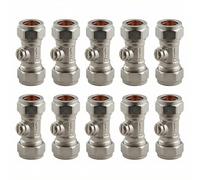HULTHOR 15mm Isolation Valve Pack, Chrome Compression Shut Off Valves for Copper Pipe Plumbing, Quarter Turn Water Isolation Valves for Taps, Toilets & Appliances (10)
