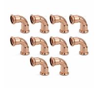 HULTHOR 15mm Press Fit Elbow 10 Pack - WRAS Approved Press Fit Plumbing Elbows for Water Systems - 90 Degree 15mm Copper Press Fit Elbows