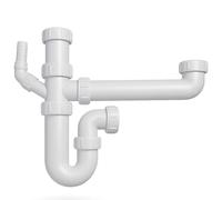 Hulthor Universal Double Bowl Sink Waste Kit - 1.5 & Double Bowl Kitchen Sink Trap, 40mm, Waste Pipe & Fittings