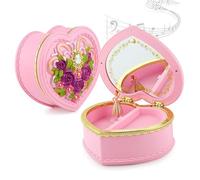 HULUBO Musical Jewelry Box,Girl's Musical Jewelry Storage Box with Drawer and Dancing Ballerina Makeup Mirror Jewelry Storage Music Box (Style 5)