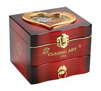 HULUBO Musical jewelry box,Retro Music Box,Rotating Ballerina Dancing Girl Musical Jewellery Necklace Ring Storage Box with Mirror for Women Girls Brithday Gifts (brown)