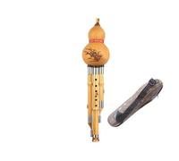Hulus Golden Bamboo Hulusi C/bB/D/F/G Key Three-tone Hulusi Flute Professional Performance Instrument (Color : Minor D)
