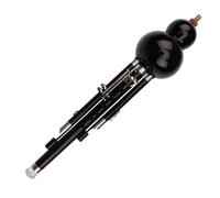 Hulusi Flute All Mahogany/ebony Plus Key Hulusi Ethnic Wind Instrument Adult Professional Playing Cucurbit Flute (Color : BK, Size : B flat)