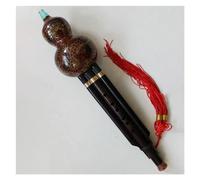 Hulusi Flute Chinese Traditional Wind Instrument Bb/C Key Ebony Double Tone Hulusi Cucurbit With Hulusi Case (Color : C key)