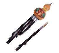 Hulusi Flute Double Tone Cucurbit Flute Chinese Traditional Wind Instrument With Box And Chinese Knot (Color : Bb and C key)