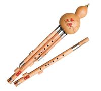 Hulusi Flute Dual-tone Gourd Cucurbit Flute Nan Bamboo for Beginner's Play F+G key/Bb+C key with Chinese Knot and Instrument Box (F+G key)