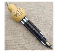 Hulusi Flute Instrument Black Zhu Flute Hulusi Dual Tone Gourd Flauta C/Bb/G/F Key Calabash Hulusi Folk Music Instruments(C)