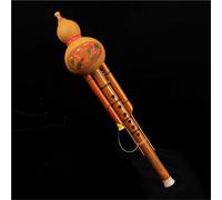 Hulusi Flute Instrument Phoenix Tail Zhu Gourd Silk Tied With Colorful Thread Beginner Two-tone Gourd Silk B Flat C Tune Instrument(Set,C)