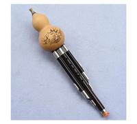 Hulusi Flute Professional Hulusi Ebony Sound Pipe Natural Gourd C Key/B Flat Cucurbit Flute Instrument (Color : C key)