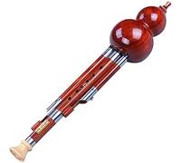 Hulusi,Gourd Flute,Cucurbit Flute Professional Performance Type Hulusi Gourd Flute Instrument Yunnan National Musical Instrument D/C/B/G/F Tuning,Red,F-KEY
