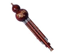 Hulusi Instrument Professional Performance Of B Flat And C Key Hulusi For Adults Three Tone Wood Rosewood Ebony Beginner Instrument(Red sandalwood in C-flat major)