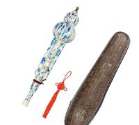 Hulusi Woodwind Instrument Improved Bass D Key Hulusi Flute Imitate Wood Grain ABS Material Folk Musical Instrument W/Case(White)