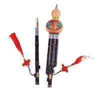 Hulusi Woodwind Instrument Two Tone Hulusi Flute Purple Zhu Double Pipe C & B Key Gourd Flauta Folk Instrument Professional Calabash F & G Key(Bb+c)
