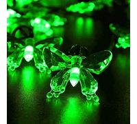 HULX Butterfly String Lights, 6.5M 30LED Solar Butterfly String Lights Outdoor Garden Solar String Lights Waterproof with 8 Mode (Green)