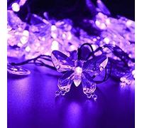 HULX Butterfly String Lights, 6.5M 30LED Solar Butterfly String Lights Outdoor Garden Solar String Lights Waterproof with 8 Mode (Purple)