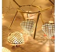 HULX Geometric Metal Fairy String Lights, 3M 20LED Heart Shaped, Indoor & Outdoor, Battery Operated