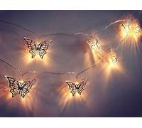 HULX Geometric String Lights, 3M 20LED Metal Fairy String Lights Geometric Metal Fairy Lights Battery Operated Fairy Lights (Butterfly)