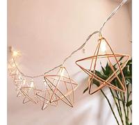 HULX Geometric String Lights, 3M 20LED Metal Fairy String Lights Geometric Rose Gold Metal Fairy Lights Battery Operated Fairy Lights (Star)