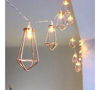 HULX Geometric String Lights, 3M 20LED Metal Fairy String Lights Geometric Rose Gold Metal Fairy Lights Battery Operated Fairy Lights (Drop)