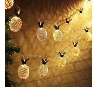 HULX Geometric String Lights, 3M 20LED Metal Fairy String Lights Geometric Rose Gold Metal Fairy Lights Battery Operated Fairy Lights (Pineapple)