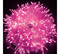 HULX LEDs Christmas Lights, 5m 50LED Fairy Twinkle String Lights for Indoor Outdoor Tree, Battery-Powered (Pink)