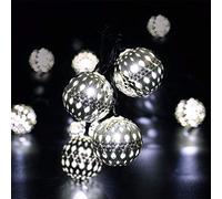 HULX Moroccan 20LED String Lights, 3M, Metal Ball, Outdoor Indoor, Battery Operated, White