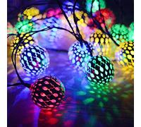 HULX Moroccan String Lights, 3M 20LED Moroccan Ball Outdoor String Lights Metal Ball Lights Moroccan String Light Metal Fairy Lights Battery (Multicolor)