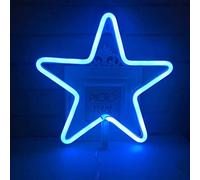 HULX Neon Night Light, LED Neon Signs Night Light Star Neon Lights Neon Lights for Kids Bedroom Battery USB Operated (Blue)