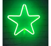 HULX Neon Night Light, LED Neon Signs Night Light Star Neon Lights Neon Lights for Kids Bedroom Battery USB Operated (Green)