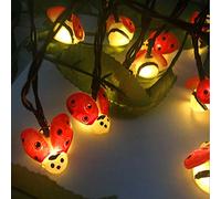 HULX Outdoor Garden Solar String Lights, Solar Ladybird Light, Solar Ladybird String Light Beetle String Light Solar Insect Outdoor String Light Waterproof (6.5M 30LED)