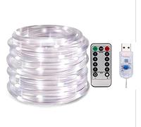 HULX Rope String Lights, 12M 100LED Rope String Lights Ribbon Mood Rope Light Waterproof USB Tube Lights 8 Modes (White)