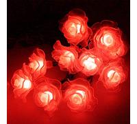 HULX Solar Flower String Lights, 5M 20LED Solar Rose String Lights Flower Fairy String Lights Waterproof with 8 Mode for Garden Outdoor (Red)