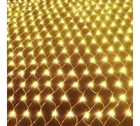 HULX Solar Net String Lights, 2mx1.5m 120LED Solar Outdoor String Lights Backyard Patio Net Light Balcony Fence Mesh Fairy Light String Waterproof (Warm)