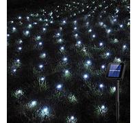 HULX Solar Net String Lights, 2mx1.5m 120LED Solar Outdoor String Lights Backyard Patio Net Light Balcony Fence Mesh Fairy Light String Waterproof (White)