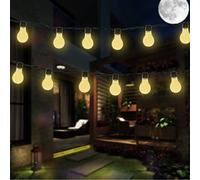 HULX Solar Outdoor Bulb String Lights, 4.8m 20LED Festoon Bulb String Light Globe Light Bulb Fairy Lights Waterproof for Garden Indoor (Warm)