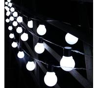 HULX Solar Outdoor Bulb String Lights, 5m 20LED Festoon Bulb String Light Globe Light Bulb Fairy Lights Waterproof for Garden Indoor (White)