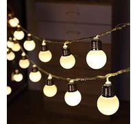 HULX Solar Outdoor Bulb String Lights, 5m 20LED Festoon Bulb String Light Globe Light Bulb Fairy Lights Waterproof for Garden Indoor (Warm)