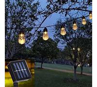HULX Solar Outdoor Bulb String Lights, 6m 30LED Festoon Bulb String Light Globe Light Bulb Fairy Lights with 8 Mode Waterproof for Garden Indoor (Warm)
