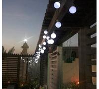 HULX Solar Outdoor/Indoor 5m 20LED Festoon Bulb String Lights, Globe Light Bulb Fairy Lights, Waterproof, White, 6000K, 5W, Button Control, IP65, Modern Style