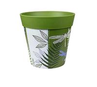Hum Flowerpots, 22cm, Various Patterns Colours and Sizes, Indoor/Outdoor Plastic Plant Pot, Green Dragonflies