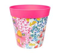 Hum Flowerpots, 25cm, Various Patterns Colours and Sizes, Indoor/Outdoor Plastic Plant Pot, Pink Flowers and Bees