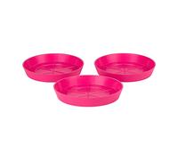 Hum Flowerpots Pack of 3 Saucers, Sturdy Drip Trays, Choice of Size and Colour, for Outdoor/Indoor Plant Pots - 17cm Pink