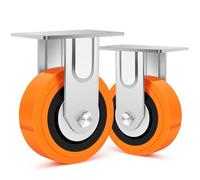 Humagineer 125 mm Polyurethane Heavy Duty Castors Fixed Castors (Fixed), Industrial Castors Heavy Duty Load Capacity 400 kg per Roller with Double Ball Bearing for Industrial Equipment, Machinery, Set