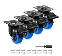 Humagineer 50mm PU Heavy Duty Plate Castor Wheels with Dual Brakes, Load Capacity 270KG, Non-Marking Quiet Swivel Castors for Furniture, Cabinets, Home & Industrial Use, Trolley Casters Set of 4