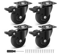 Humagineer 50mm TPR Heavy Duty Castor Wheels with 4 Brake, Load Capacity 270kg, Smooth Swivel Casters for Furniture,Low Noise & Floor Protecting, Rubber Casters Set of 4 for Table, Cupboard, Cot